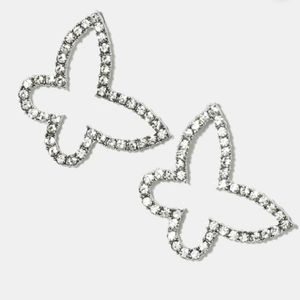 ❤ 4/$15❤ Silver Tone Rhinestone-Studded Butterfly Earrings